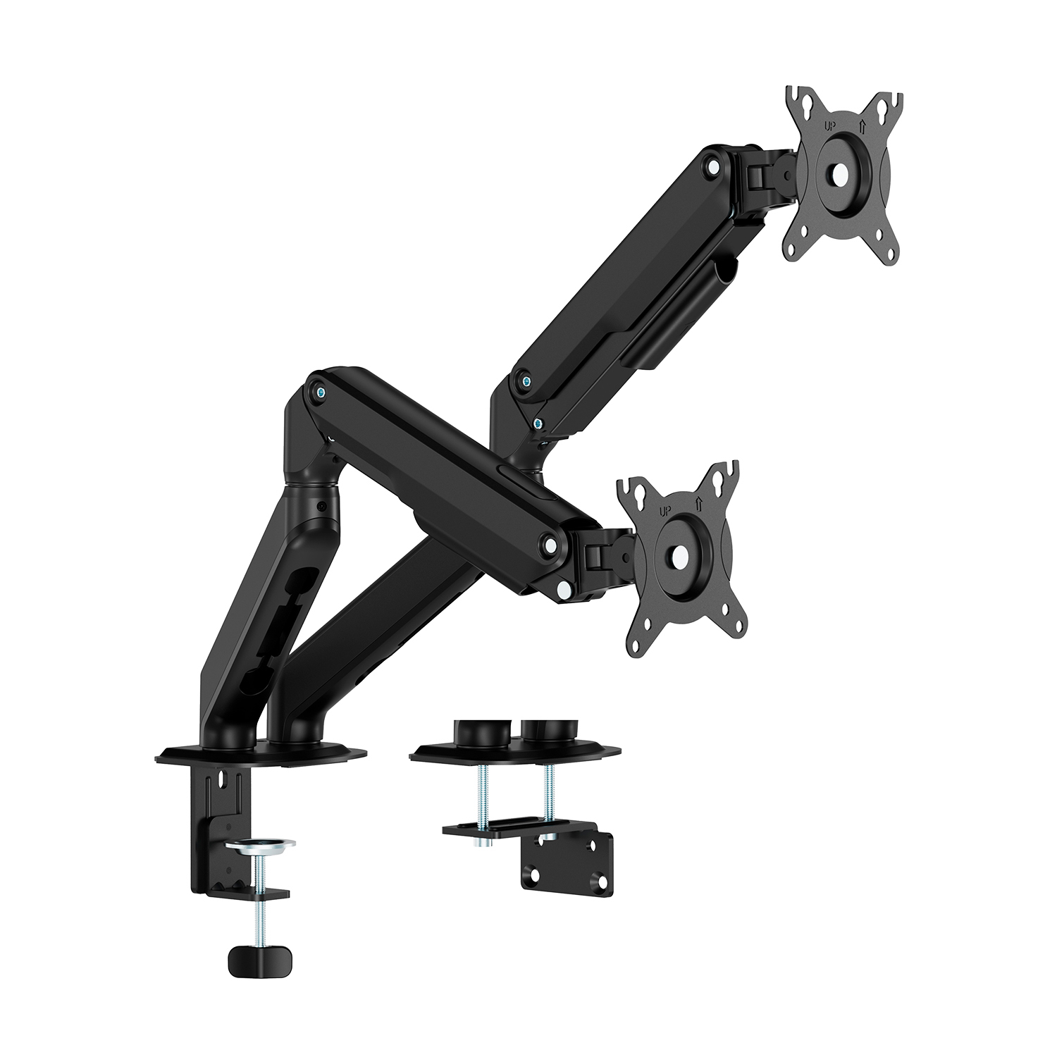 AISENS Soporte de Mesa Eco Contrapeso Giratorio e Inclinable para Monitor/TV 9kg (3 Pivotes, 2 Brazos) de 17-32, Negro