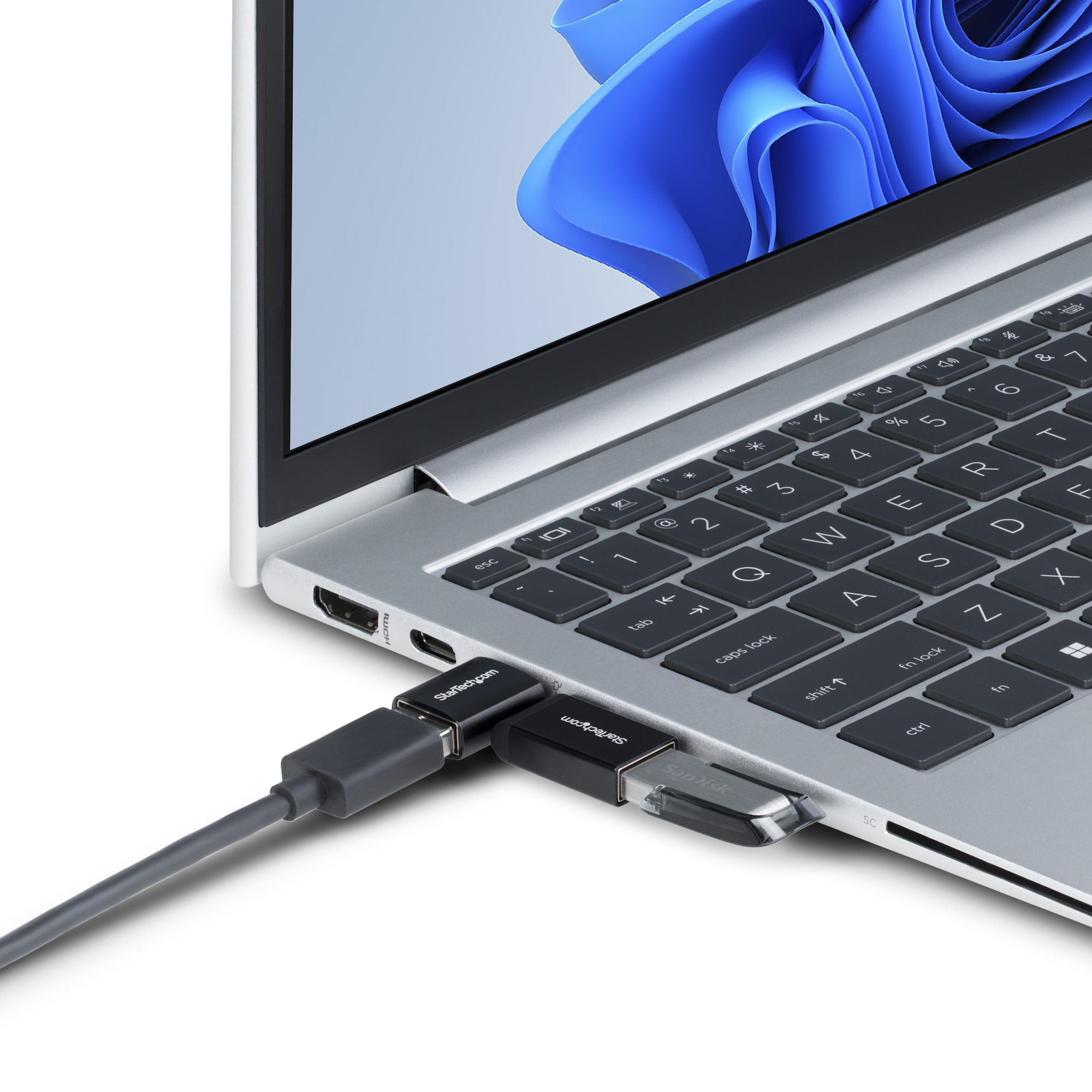 USB-C zu USB-A Adapter, Rechtwinklig, USB 5Gbps, 3A, USB-C Stecker auf USB-A Buchse Konverter, Robustes Metallgehäuse - Thunderbolt-Kompatibel