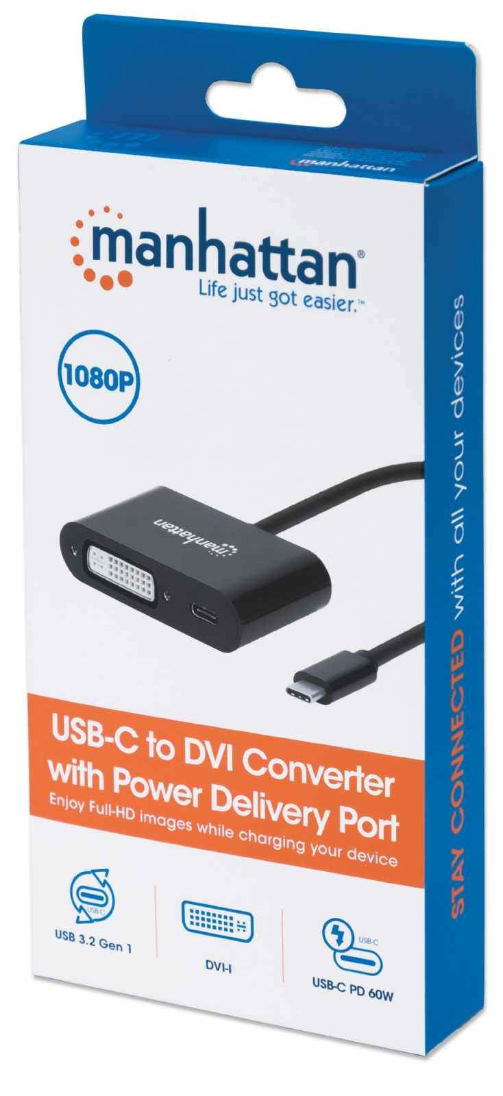Manhattan USB-C to DVI-I and USB-C (inc Power Delivery), 1080p@60Hz – image 2