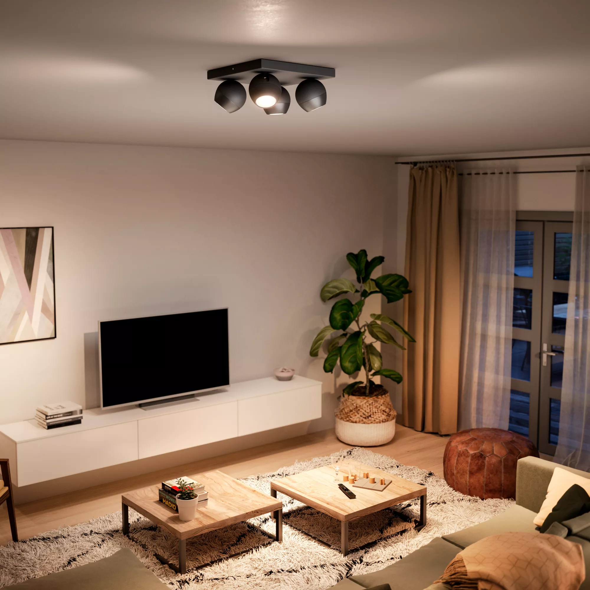 Philips by Signify Philips Hue White ambience Buckram quadruple spotlight – image 3