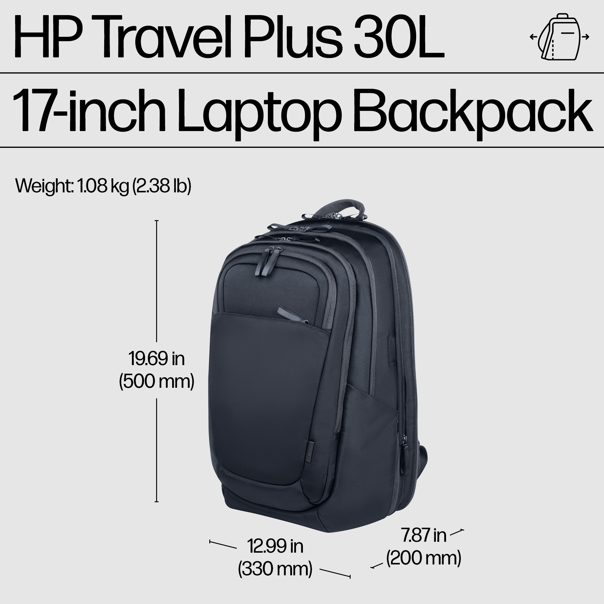 HP Travel Plus 30 Liter 17 Laptop Backpack – image 4