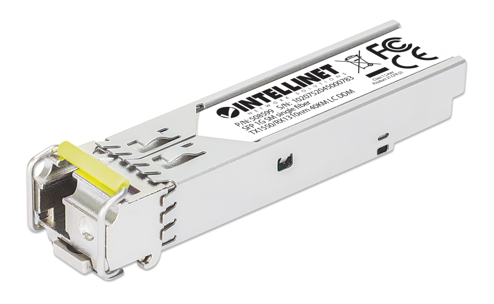 Intellinet Gigabit Fiber WDM Bi-Directional SFP Optical Transceiver Module 1000Base-BX-D (LC) Single-Mode Port, 40 km (25 mi.), BiDi WDM (RX1310/TX1550), MSA-co – image 1