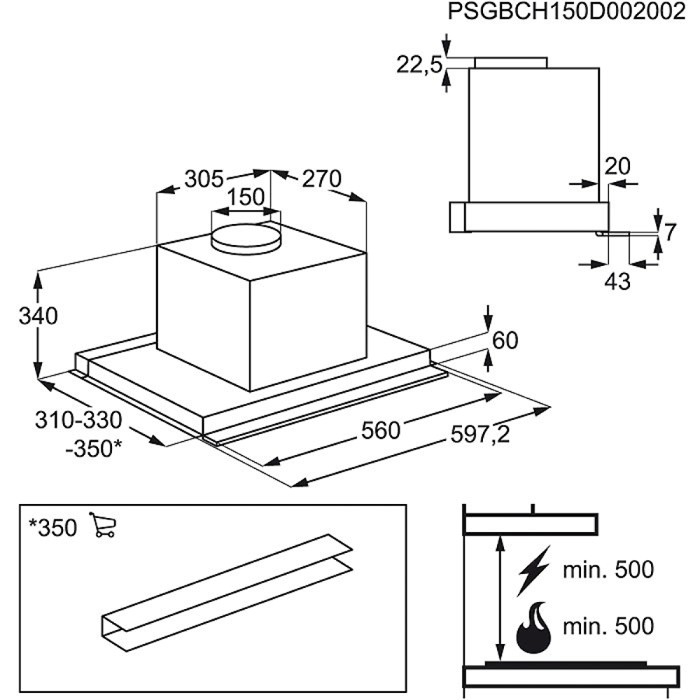 Electrolux CA6400I-X cooker hood Built-in Stainless steel 352 m³/h – image 3