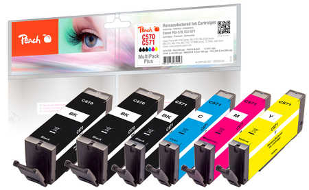 Peach PI100-337 ink cartridge 6 pc(s) Standard Yield Black, Cyan, Magenta, Yellow