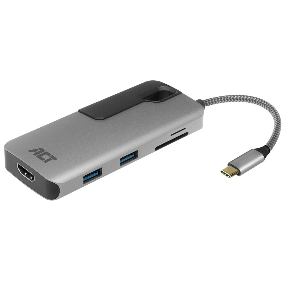 ACT USB-C multiport adapter for 1 HDMI monitor, 1x USB-C, 2x USB-A, card reader – image 3