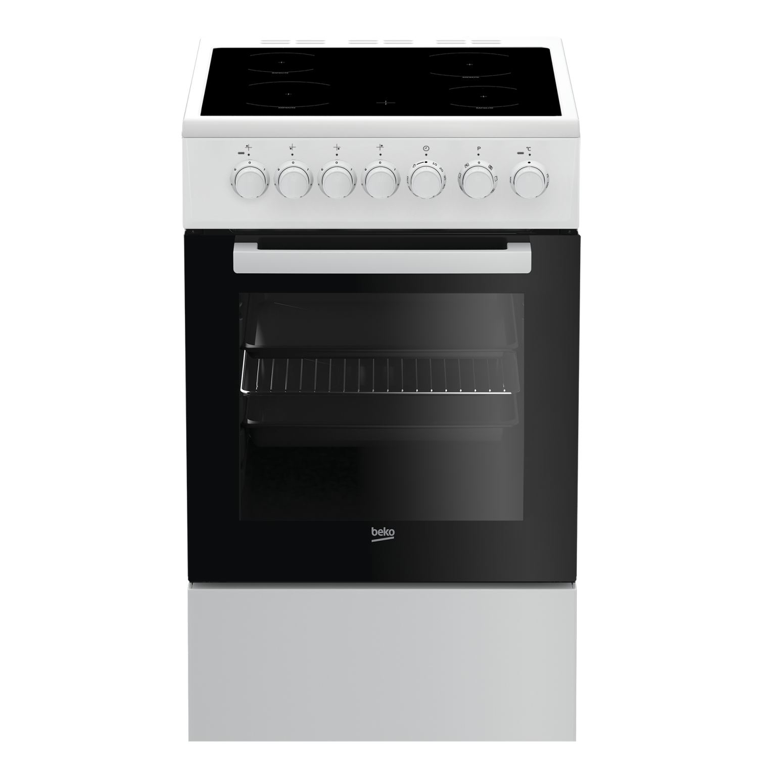 Beko FSM57100GW cooker Freestanding cooker Electric Ceramic hob Black, White