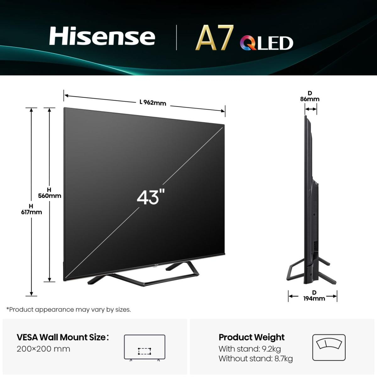 TV Hisense QLED 43A7Q 108 cm 2025 — photo 2