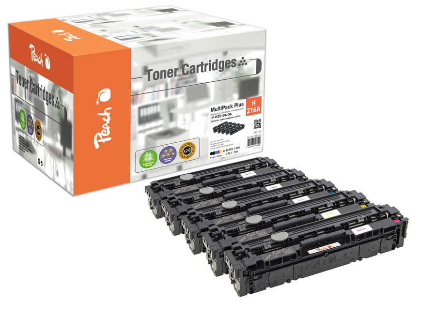 Peach PT1182 toner cartridge 5 pc(s) Compatible Black, Cyan, Magenta, Yellow