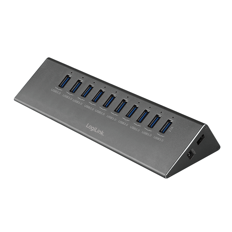 LogiLink UA0229 interface hub USB 3.2 Gen 1 (3.1 Gen 1) Micro-B 5000 Mbit/s Aluminium, Black