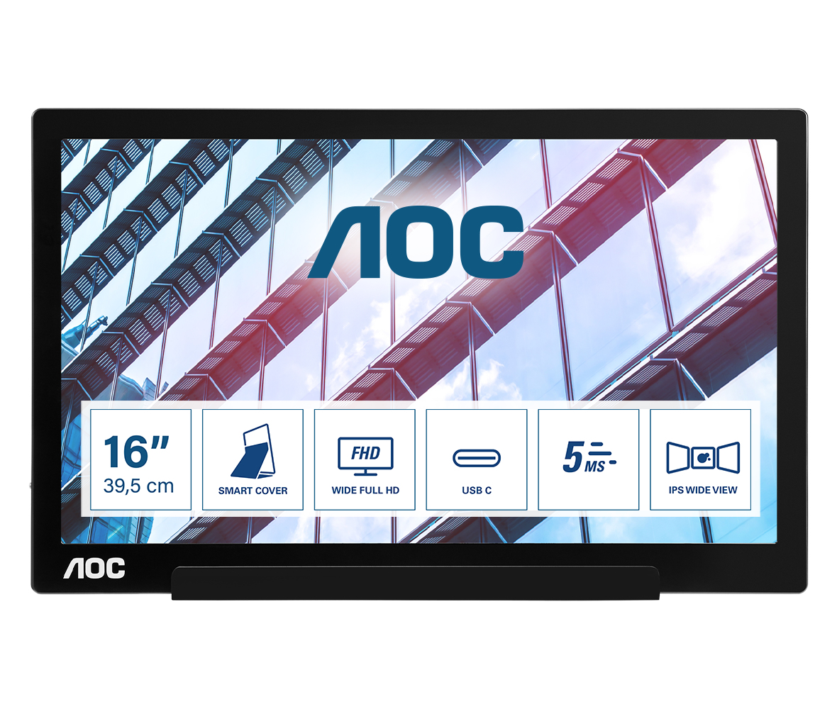 AOC I1601P portable TV/monitor Black, Silver – image 1