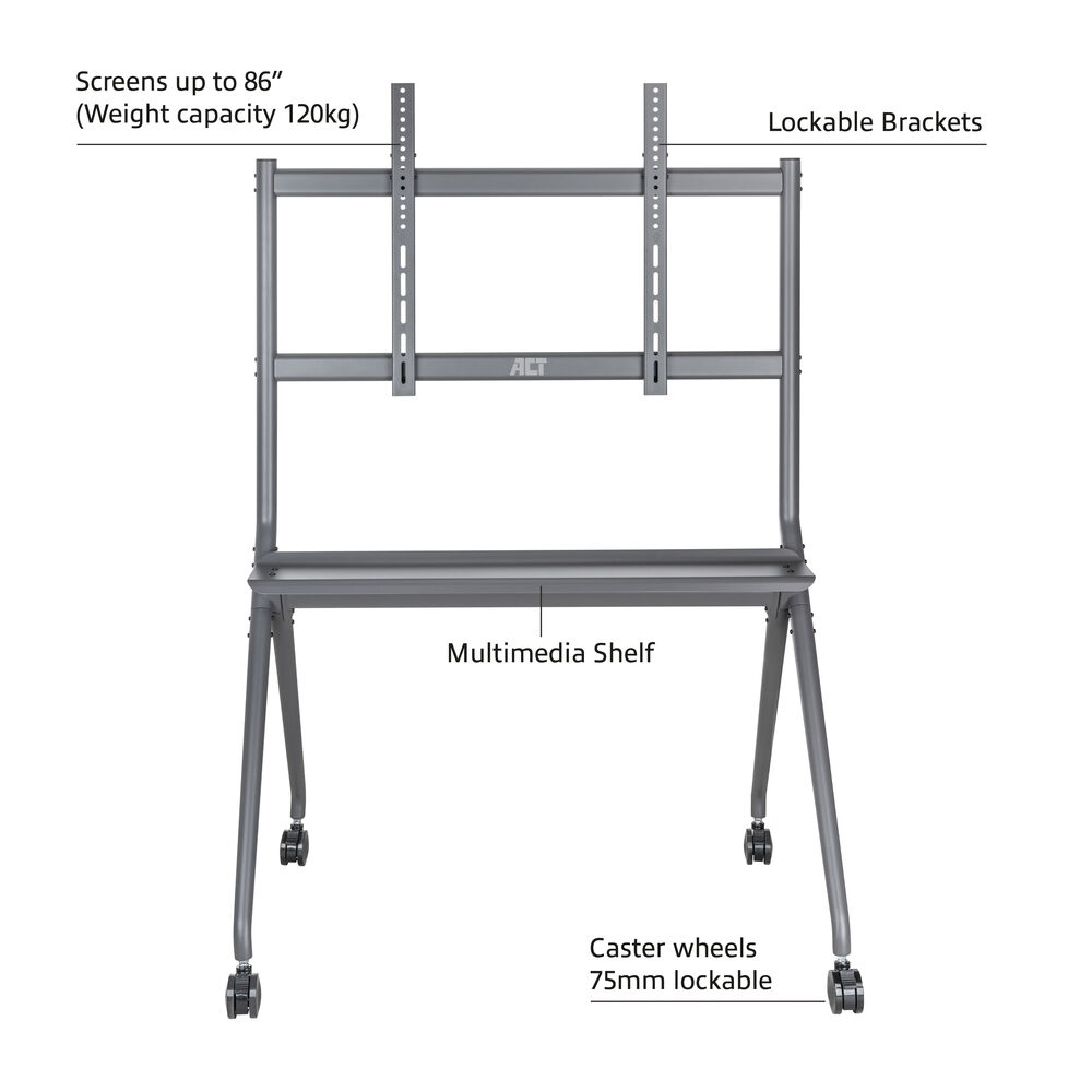 ACT Mobile TV/monitor floor stand, 50” to 86”, VESA – image 3