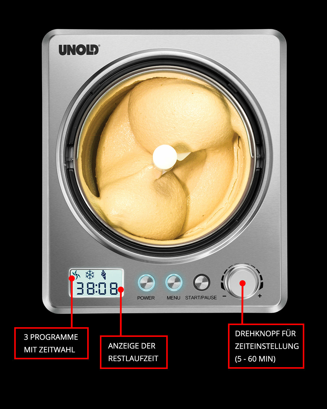 Unold Eismaschine Profi Plus 48880 Kompressor 2,5 l 250 W Edelstahl