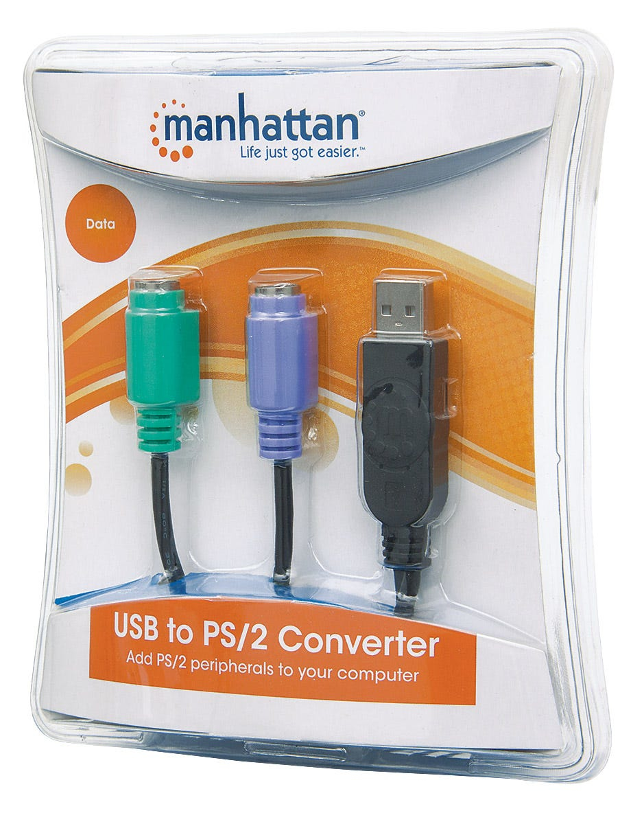 Manhattan USB-A to Dual PS/2 Converter, Connects PS/2 Keyboard and Mouse via One USB-A Port, Black, Three Year Warranty, Equivalent to USBPS2PC – image 4