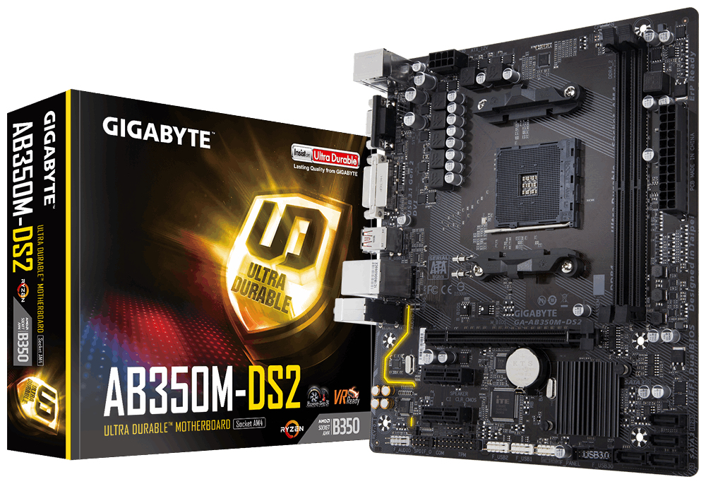 GIGABYTE GA-AB350M-DS2 motherboard AMD B350 Socket AM4 micro ATX – image 1