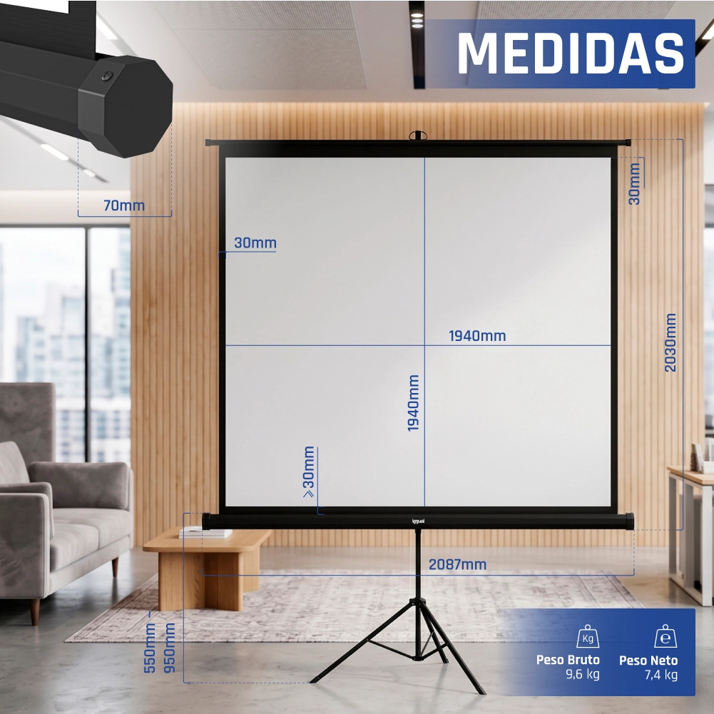 iggual PSITS200 projection screen 2.82 m (111") 1:1 – image 3