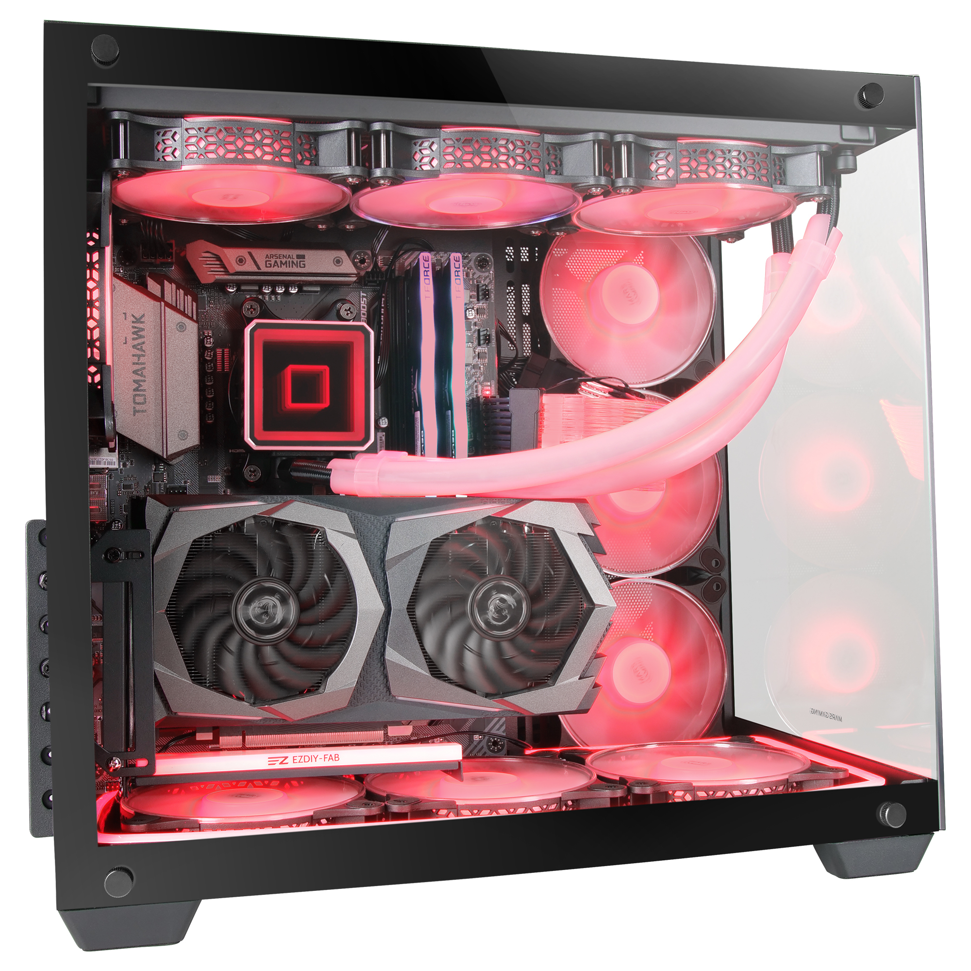 Mars Gaming MCV4 Black Custom XXL E-ATX Gaming Tower Frameless Front and Side Tempered Glass Window Modular Dual Chamber Structure – image 5