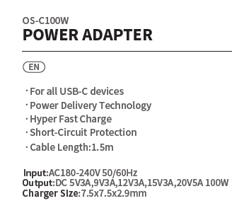 Origin Storage 100W USB-C Adapter with UK Cable – image 3
