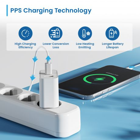 Ewent 20W GaN Fast USB-C PD and USB-A QC Charger, Compact Design – image 9
