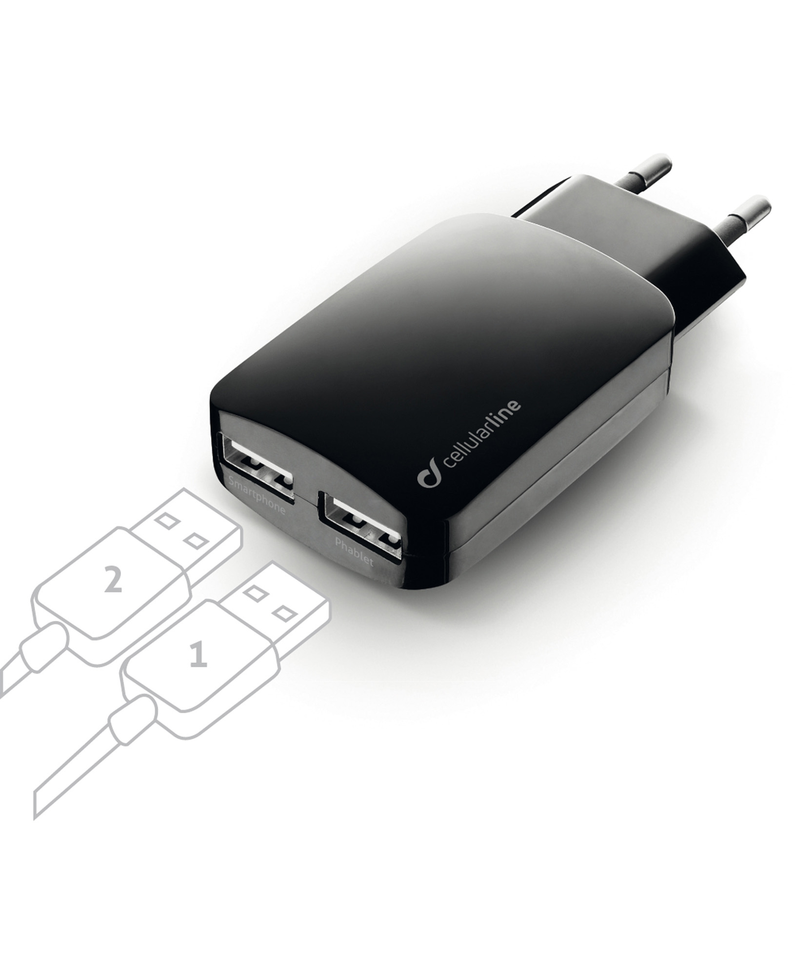 Cellularline USB Charger Dual Ultra - Fast Charge - iPhone, Samsung, Huawei and other Smartphones and Tablets