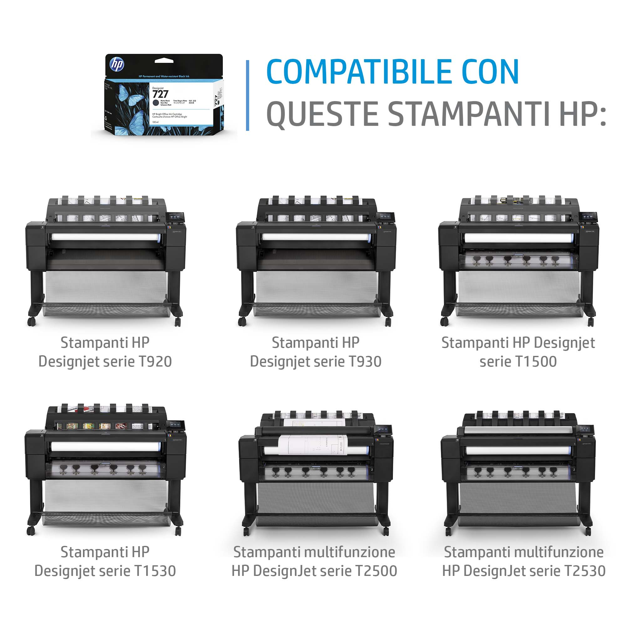HP 727 130-ml Cyan DesignJet Ink Cartridge. Compatibility: HP DesignJet T920 Printer series, HP DesignJet T1500 Printer se
