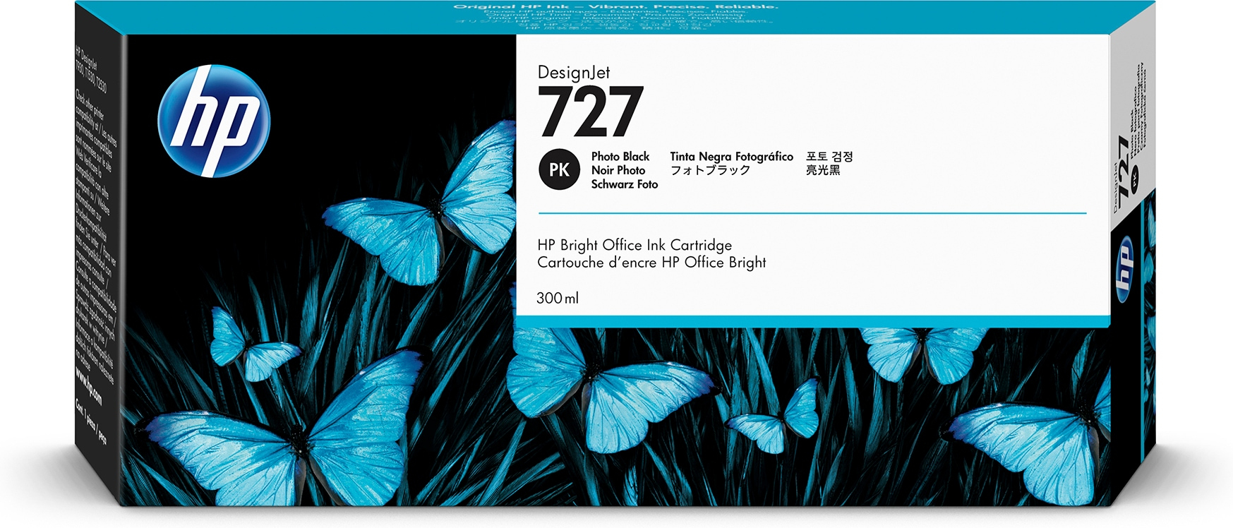 Tinta hp lf 727 designjet negro fotografico 300ml