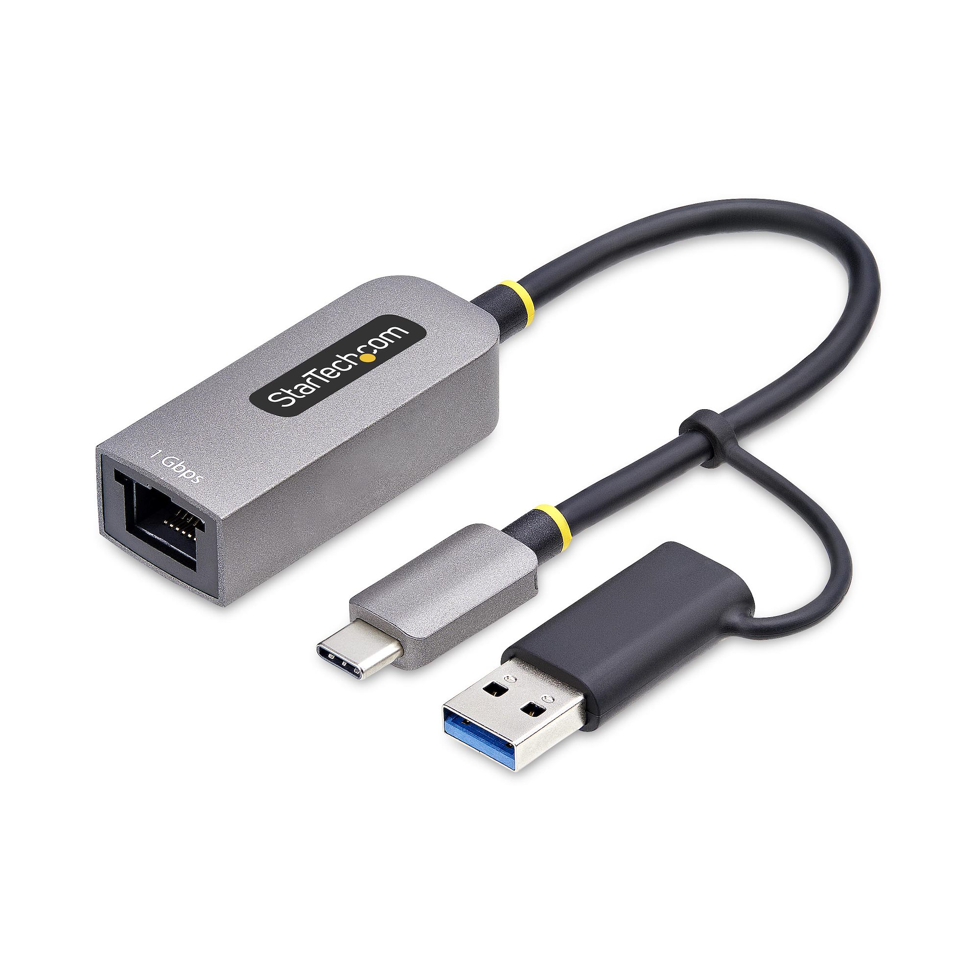 StarTech.com Adattatore da USB-C a Ethernet con dongle USB-A 10/100/1000Mbps adattatore di rete da USB 3.0 a Gigabit Ethernet c