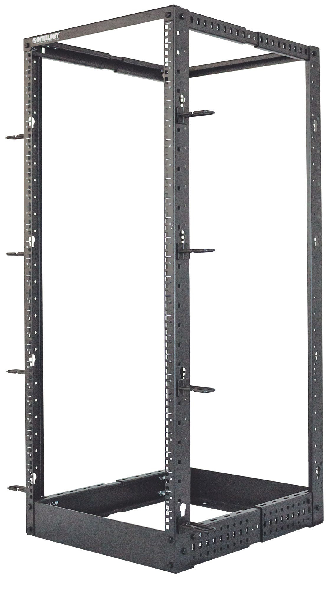 Intellinet 19" Network Rack - Open Frame (4-Post), 26U, Black, Flatpack, Max