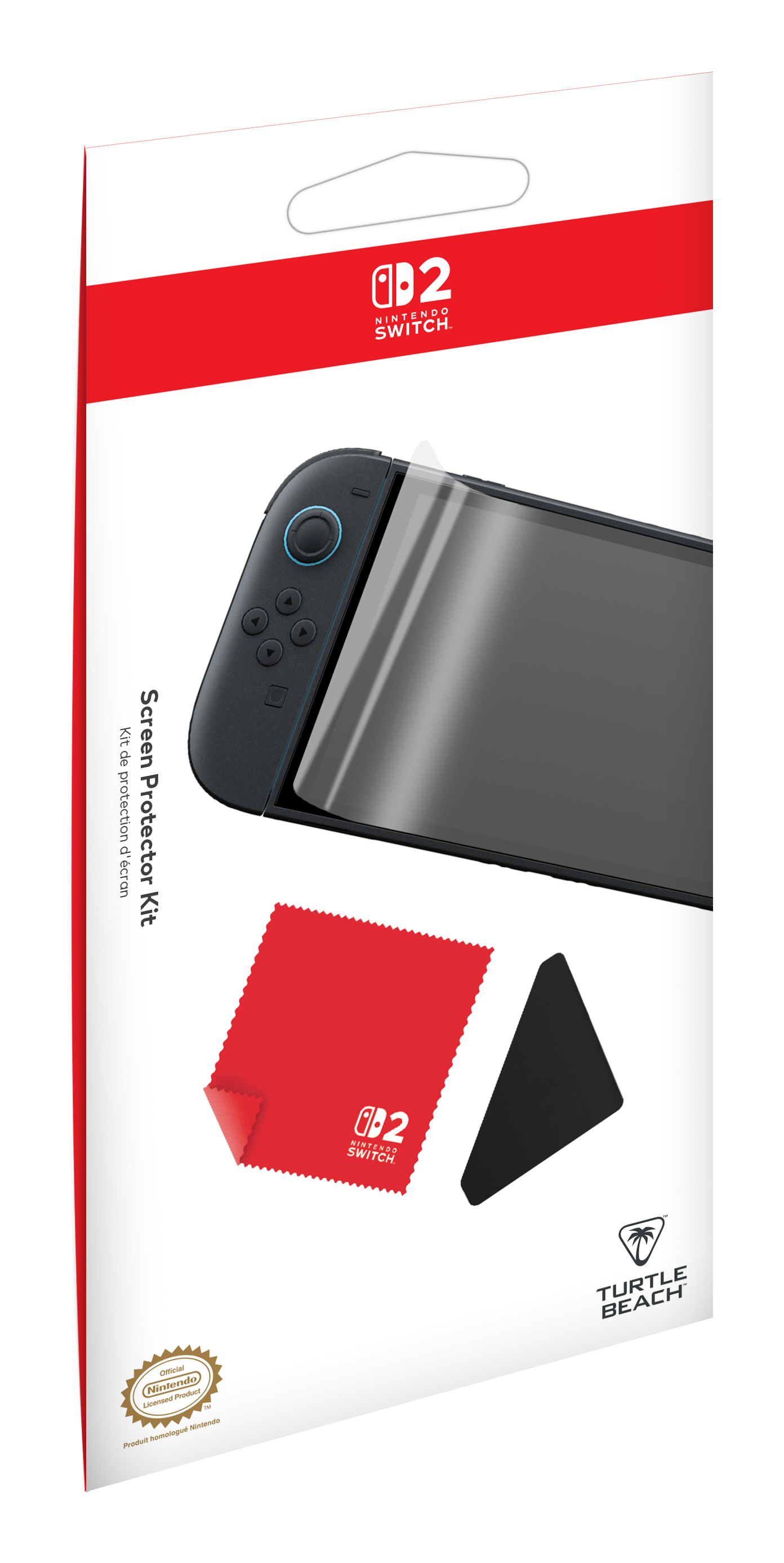 Turtle Beach PlayTrek Kit de protection d'écran sous licence officielle pour Nintendo Switch 2 avec anti-lumière bleue, protection d'écran e installation facile applicateur pour Nintendo Switch 2