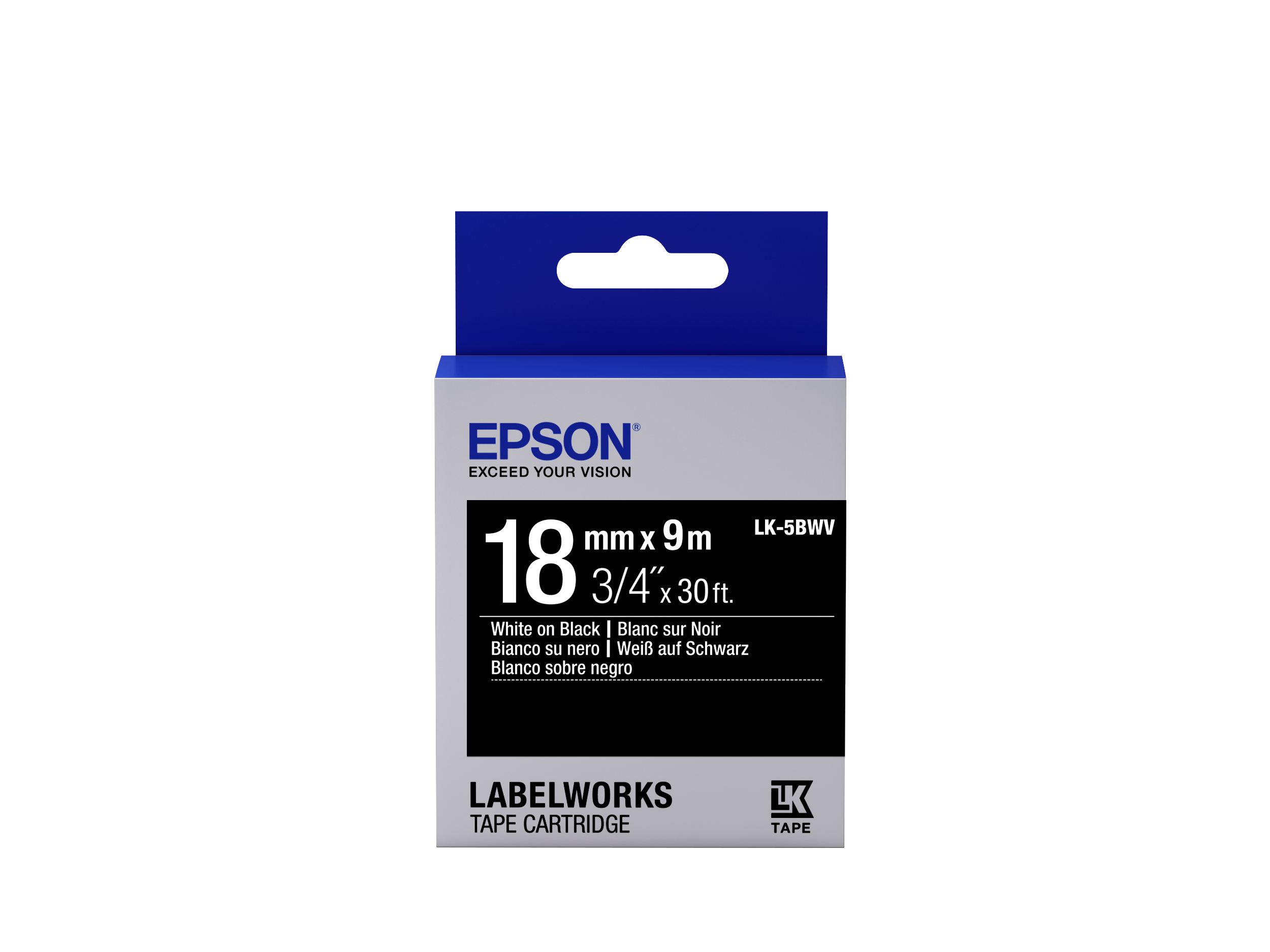 Epson etikettkassett intensiv – LK-5BWV intensiv vit/svart 18/9