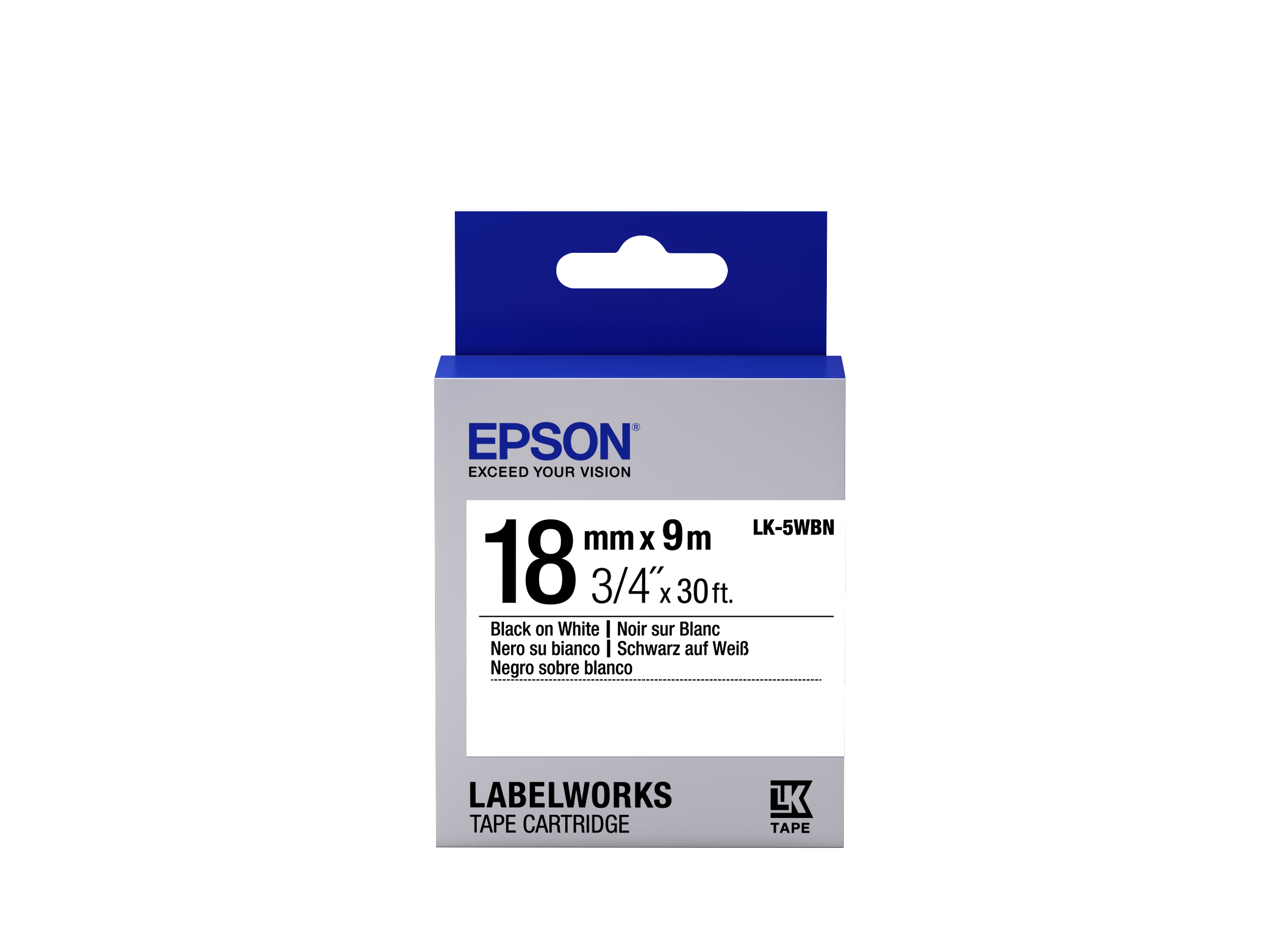 Epson Nastro fondo Standard Bianco per testo Nero 18/9 LK-5WBN (TAPE LK-5WBN STD BLK-/WHT 18/9 - .)