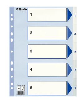 Esselte 100132 intercalare Indice a linguetta numerico Polipropilene (PP) Blu, Bianco