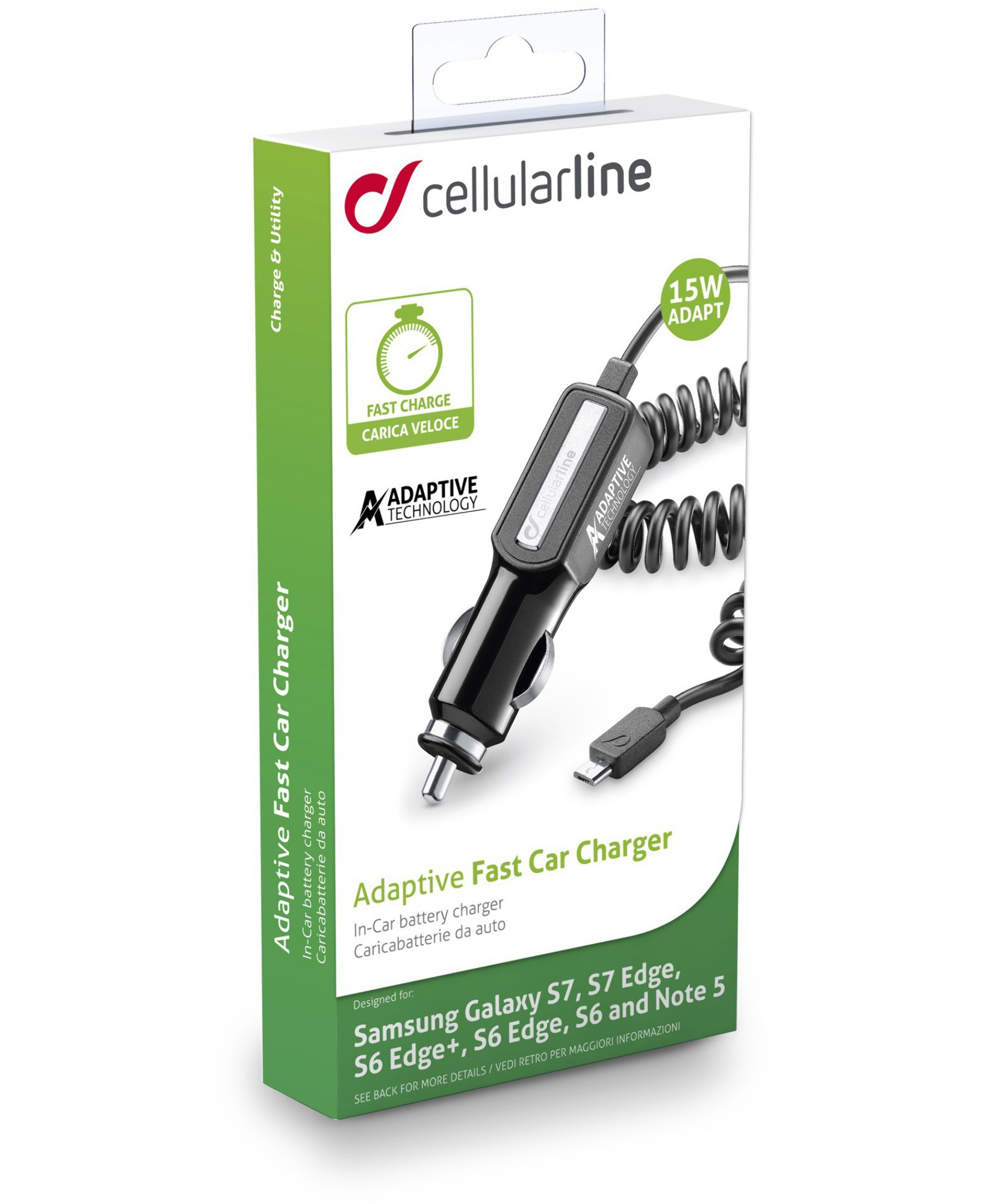 Cellularline CBRMUSBADAPTIVEK mobile device charger Smartphone Black Cigar lighter Auto