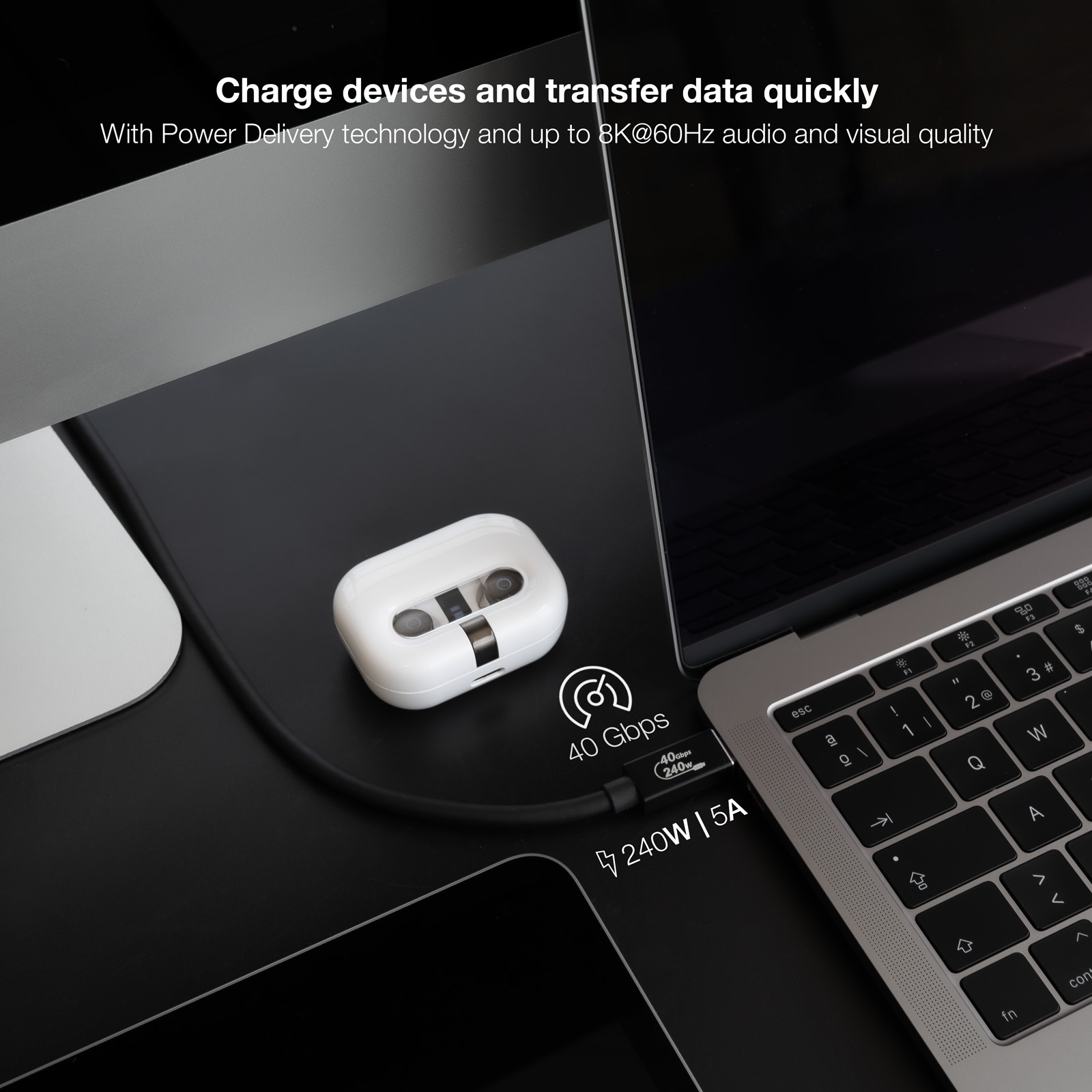 Resim Nanocable 10.01.5001 USB-C/USB-C USB4 Gen 3x2 40Gbps 240W Kablo, Siyah, 1m
