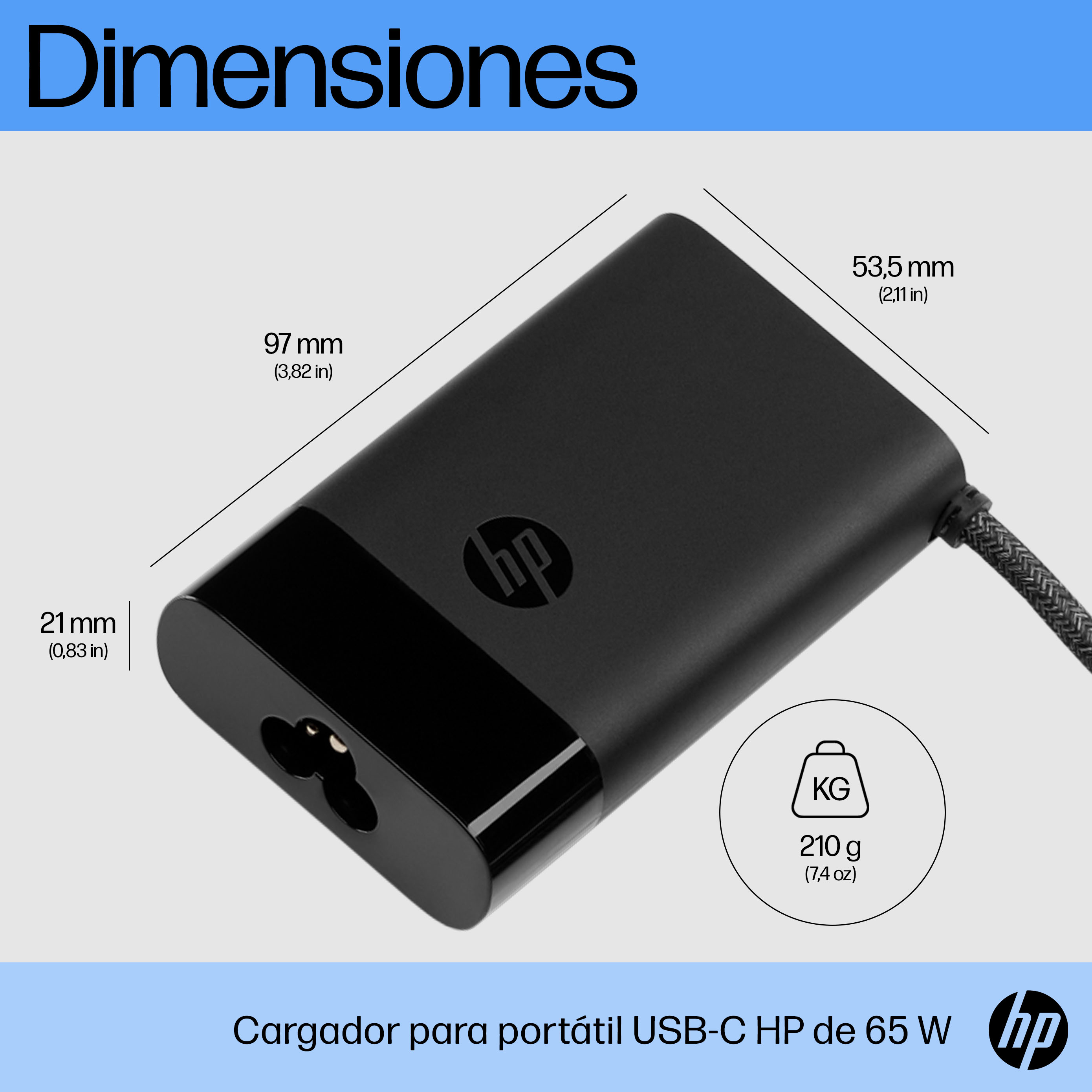 CARGADOR USB-C 65W HP PARA LAP. TABL.