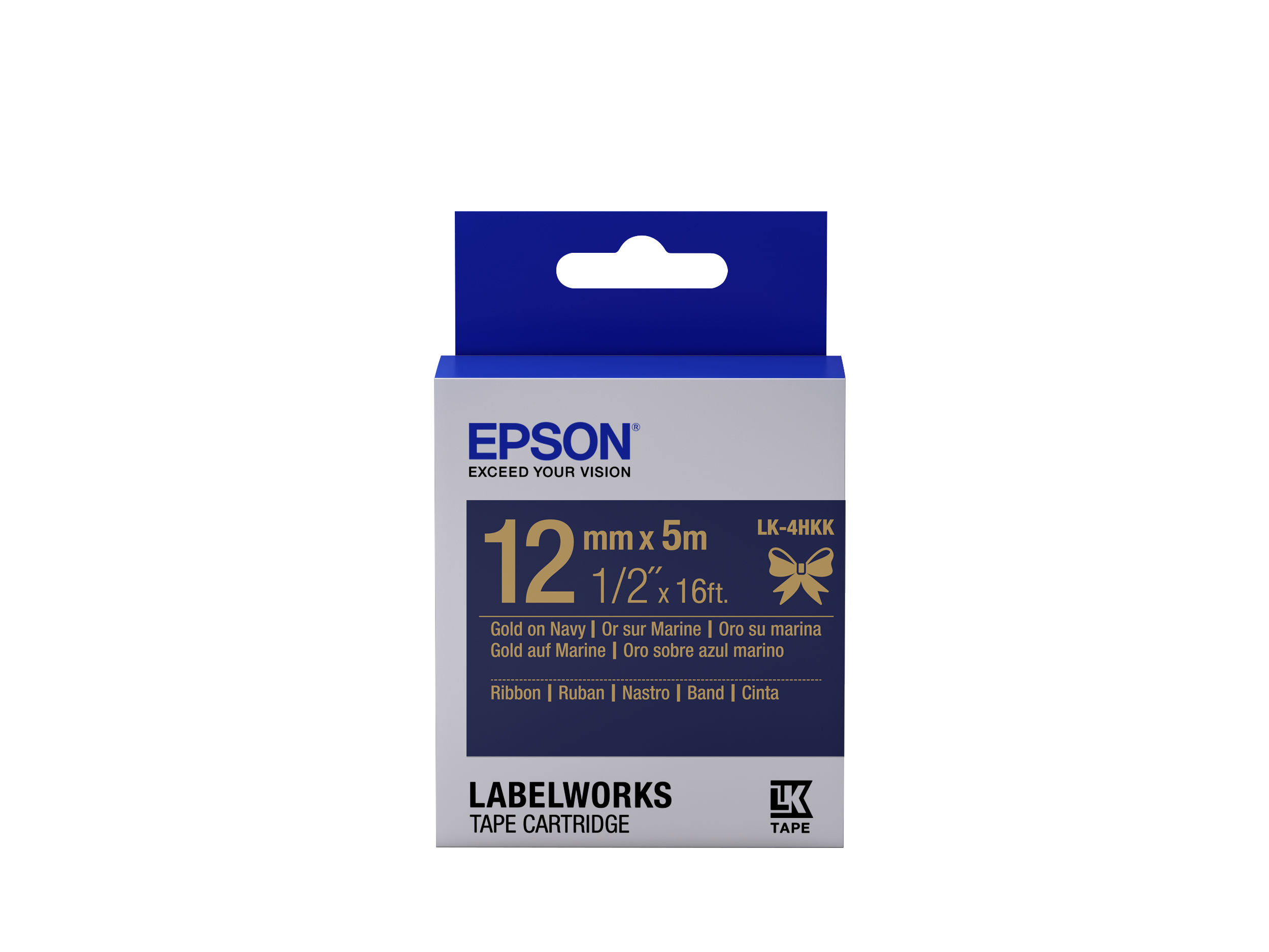 Epson etikettkassett Satinband LK-4HKK guld/marinblå 12 mm (5 m)