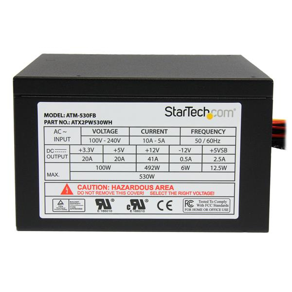 StarTech.com 530 Watt ATX12V 2.3 80 Plus Computer Power Supply w/ Active PFC – image 3