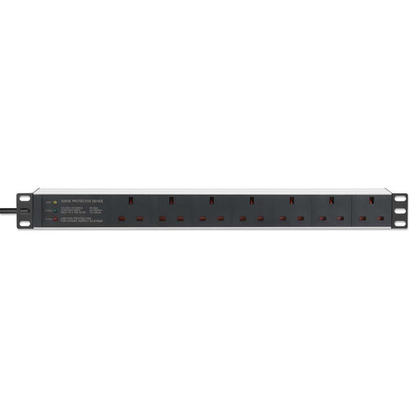 Intellinet 19" 1U PDU 7-way UK, Surge Protection, Rackmount, Power Distribution Unit, UK 3-pin outlets, 3m power cord, output – image 4