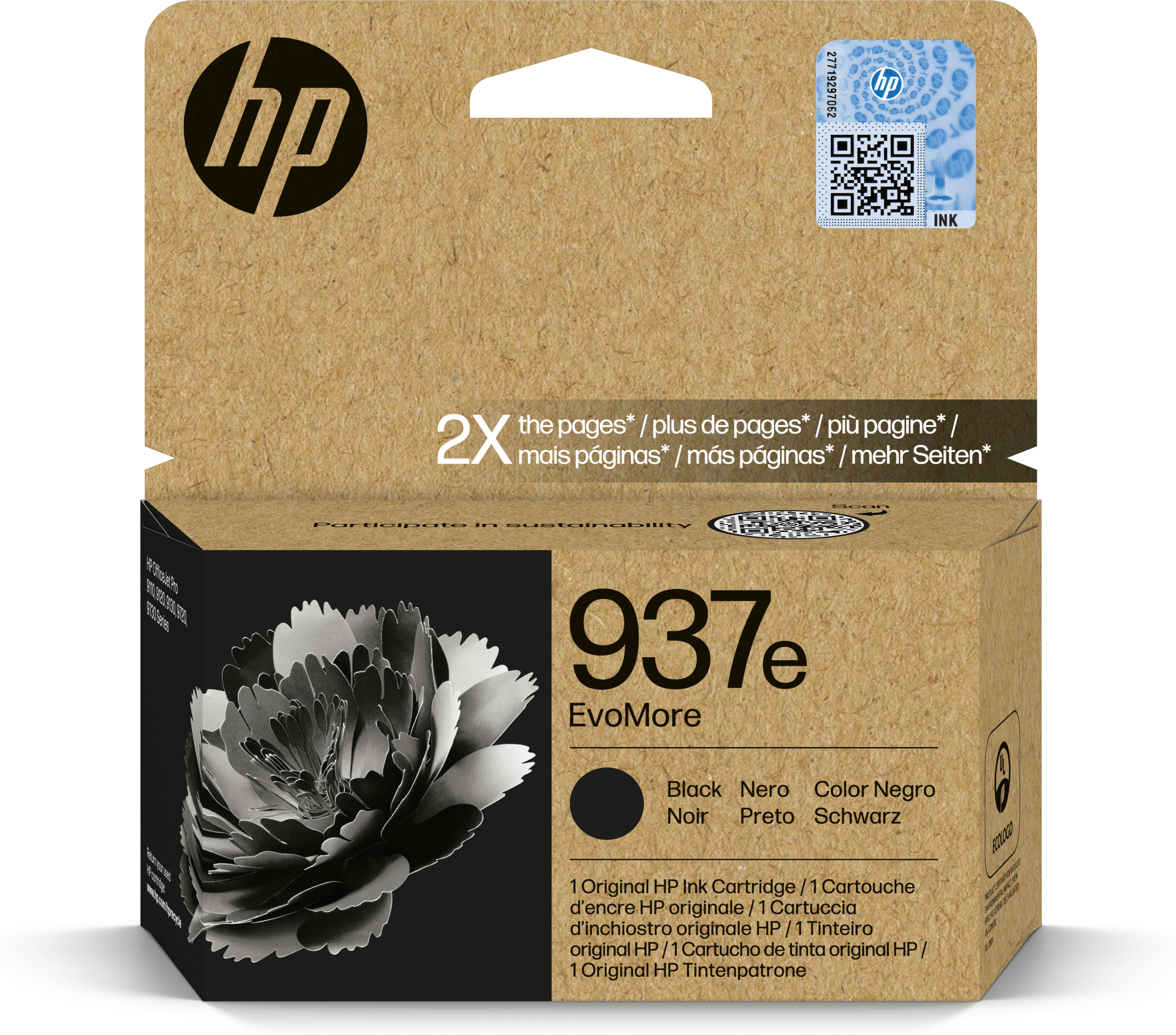 HP Cartuccia di inchiostro nero originale 937e EvoMore