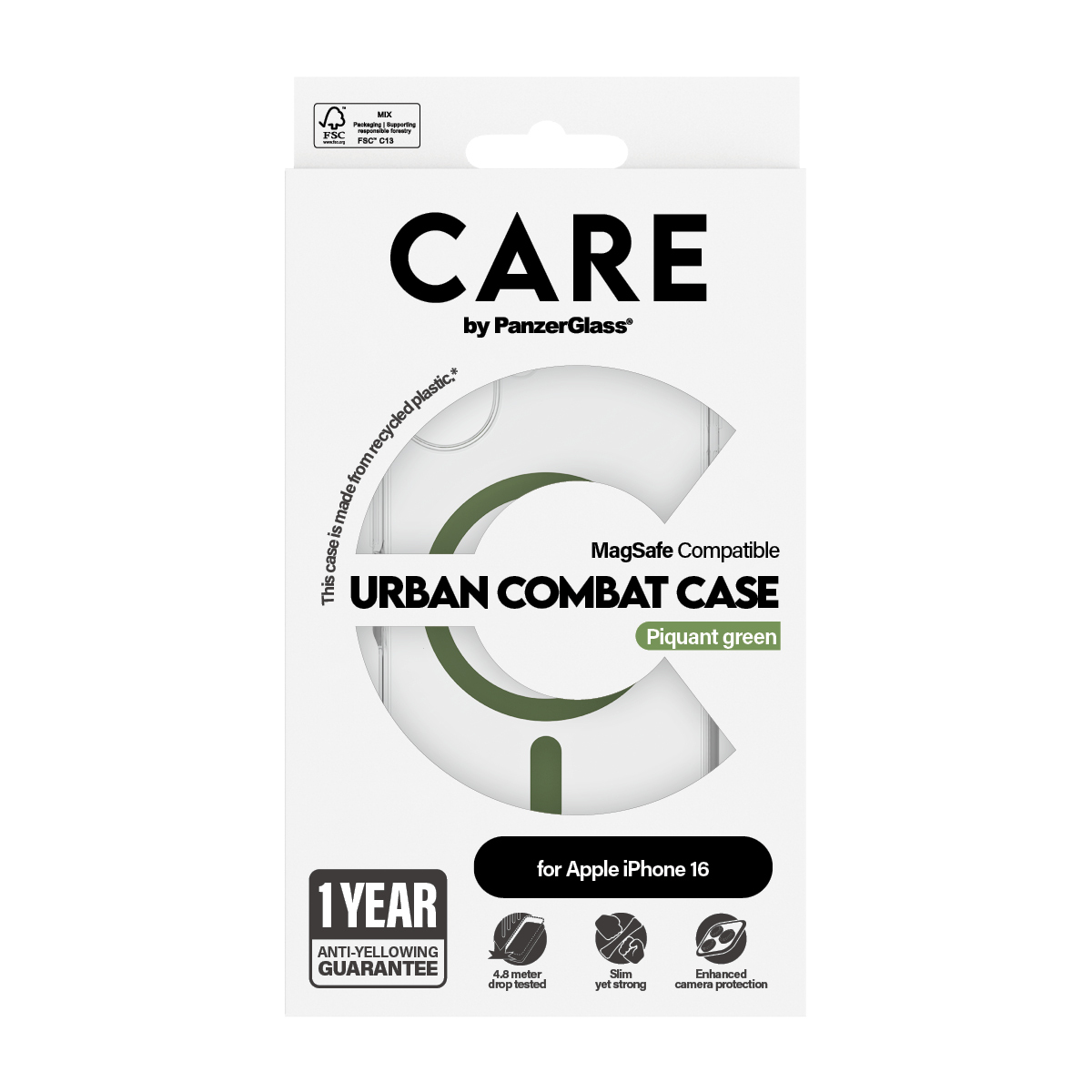 PanzerGlass CARE™ by PanzerGlass® Urban Combat Case Transparent w. Green MagSafe iPhone 16 – image 3