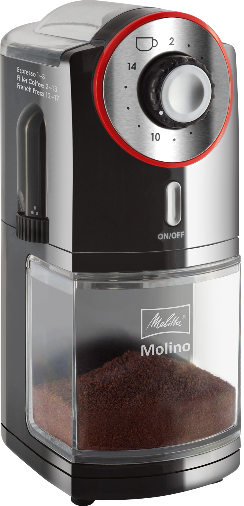 Melitta Molino 100 W Black, Red, Stainless steel