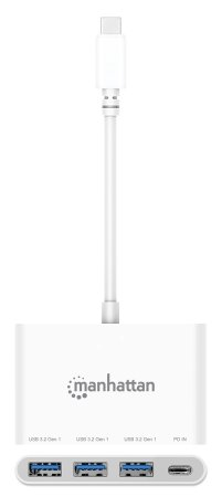 Manhattan USB-C Dock/Hub, Ports (4): USB-A (x3) and USB-C, 5 Gbps (USB 3.2 Gen1 aka USB 3.0), With Power Delivery (100W) to USB-C Port (Note additional USB-C wa – image 4