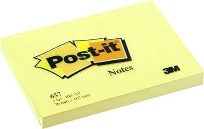Notas 3m post it 657 3x4 color amarillo 100 hojas c/12
