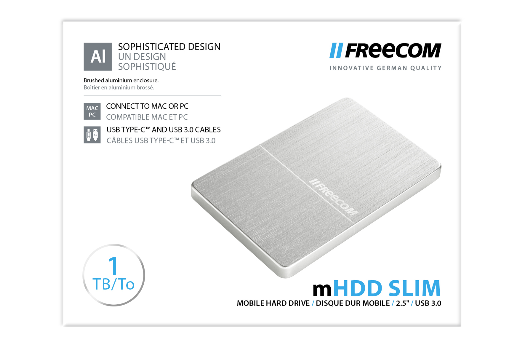 Freecom mHDD Slim external hard drive 1 TB 5400 RPM 2.5″ USB Type-C 3.2 Gen 1 (3.1 Gen 1) Silver image 3