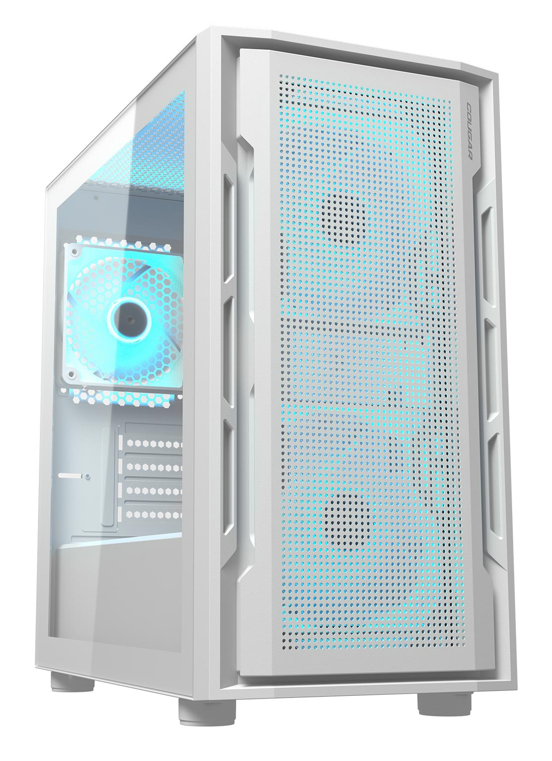 Cougar UNIFACE MINI RGB WHITE Mini Tower Mini ITX Case, 2 x 140mm ARGB Front fan, 1 x 120mm ARGB Rear fan (White) | SKU CS-UNIFMRW