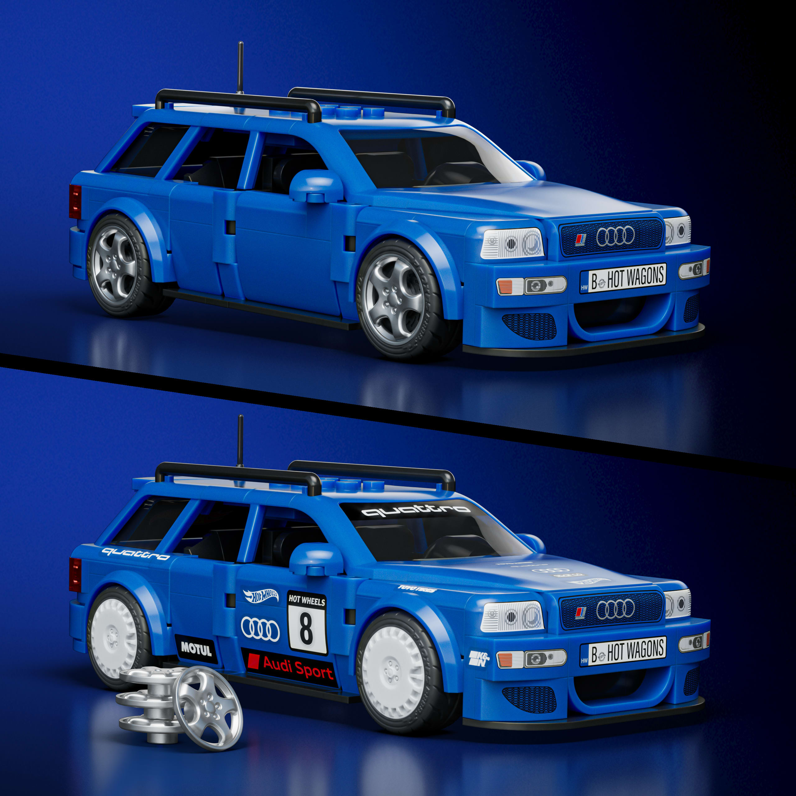 Mattel Brick Shop Hot Wheels 94 Audi Avant RS2 Bauspielzeugset (252 Teile), für Sammler