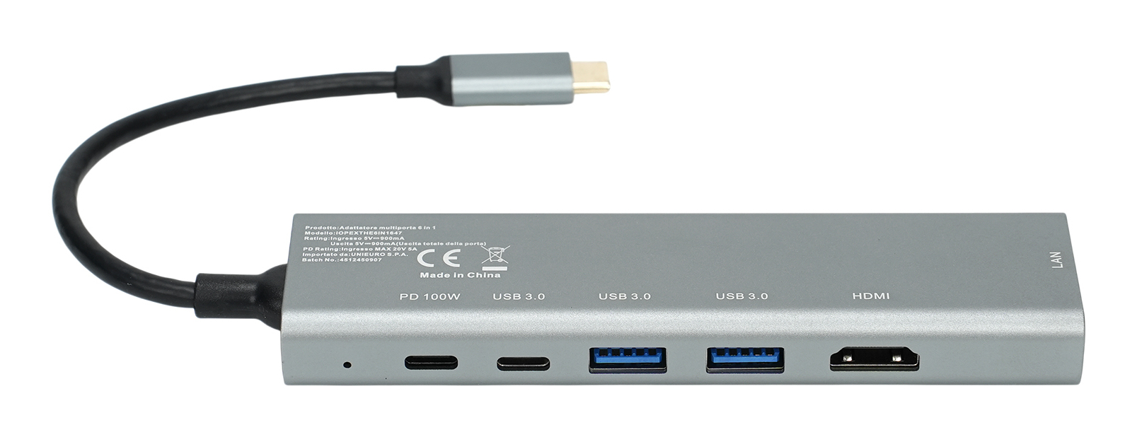 IOPLEE IOPEXTHE6IN1647 interface hub USB Type-C 5000 Mbit/s Grey – image 3