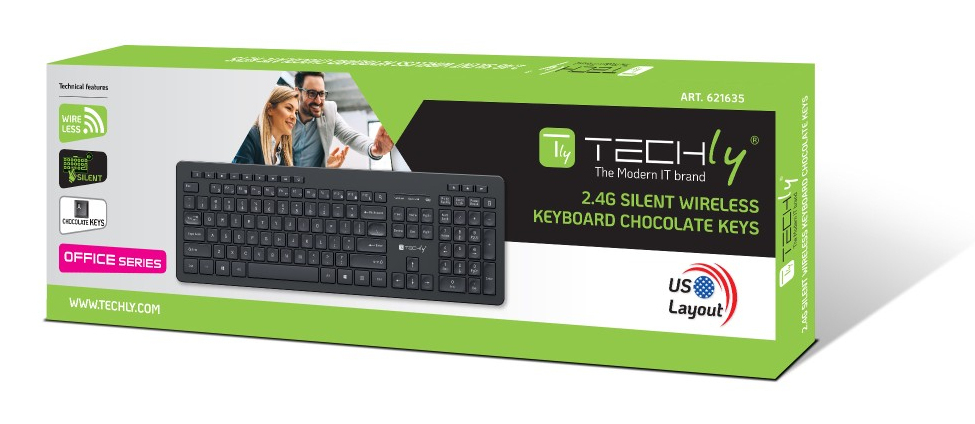 Techly ICTWC006-US keyboard Home/Office RF Wireless QWERTY US English Black – image 2