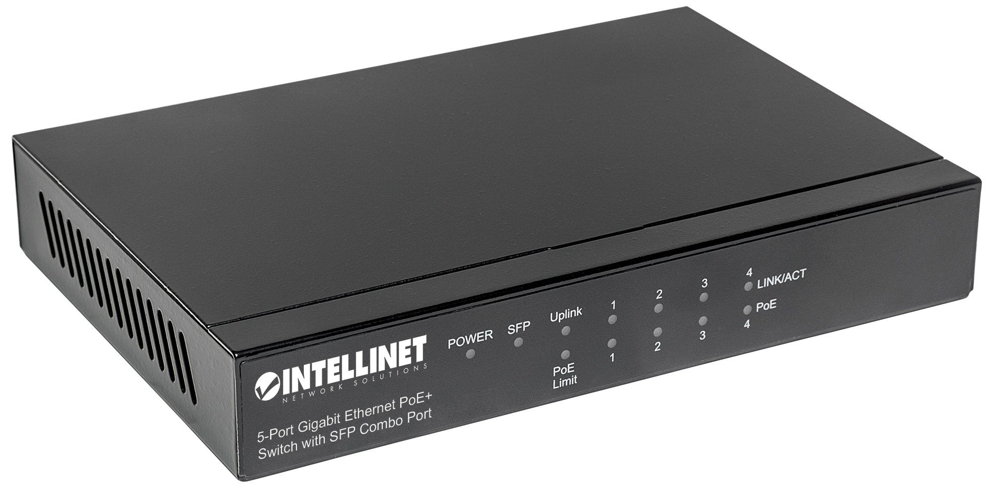 Intellinet 5-Port Gigabit Ethernet PoE+ Switch with SFP Combo Port, 4 x PSE Ports, IEEE 802.3at/af Power over Ethernet (PoE+/PoE) Compliant – image 2