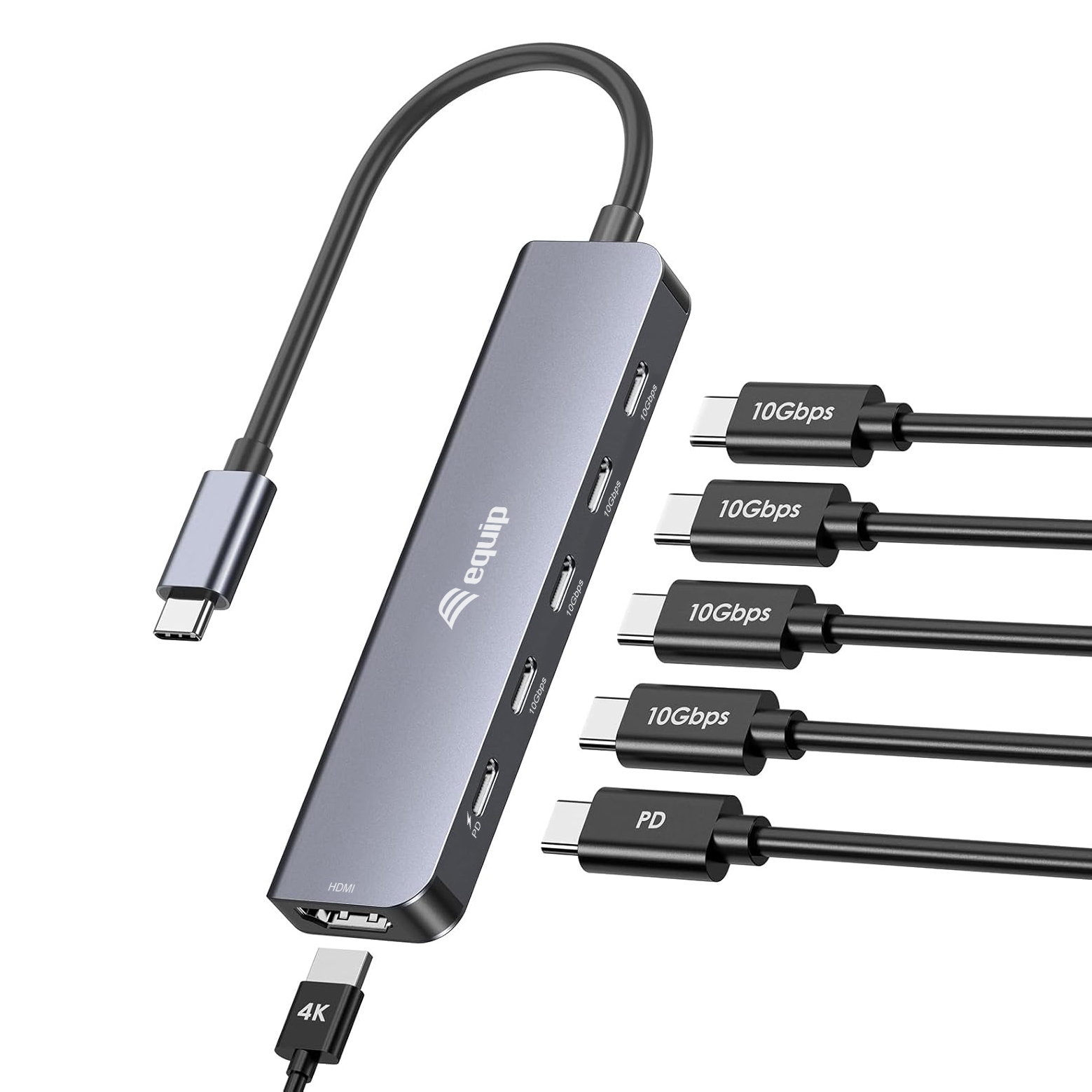 Equip USB-C 6 in 1 Multifunctional Adapter, HDMI 4K/60Hz, USB-C Gen2 x 4 (10Gbps), 100W USB PD – image 3