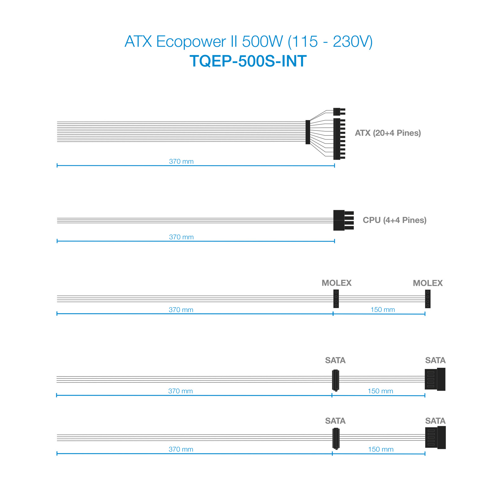 TooQ TQEP-500S-INT power supply unit 500 W 24-pin ATX ATX Silver image 7